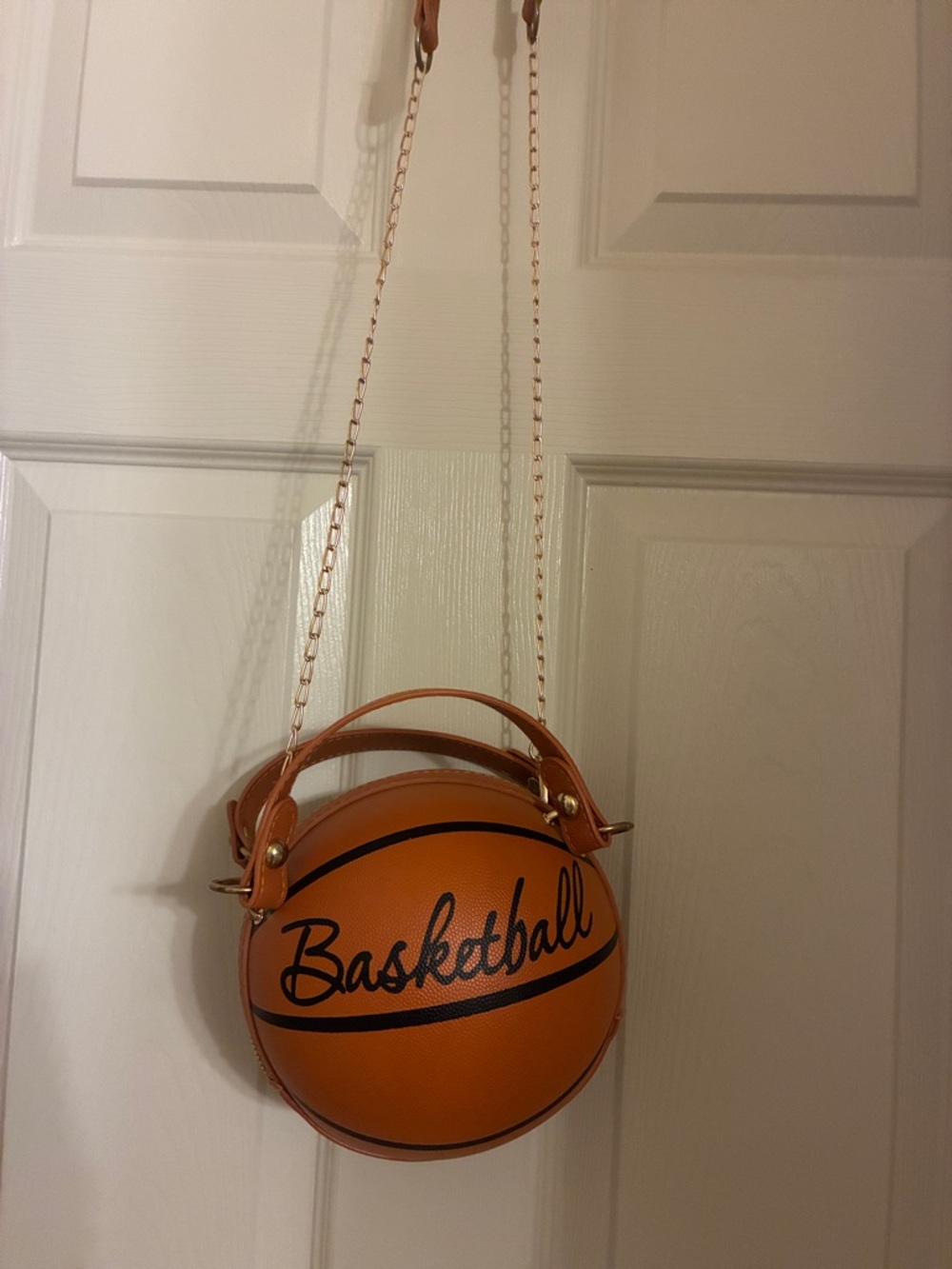 Basketball-Shaped Crossbody Bag in Orange